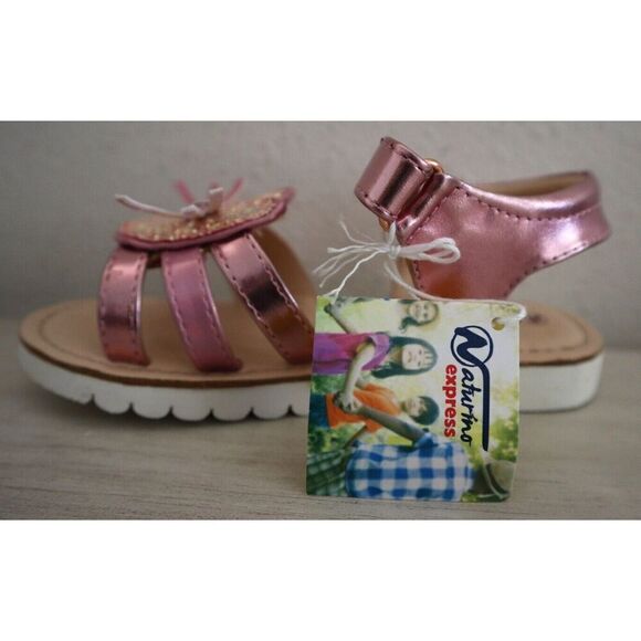 Naturino Express Toddler Girl Sz 10M Rose Pink Metallic PU Leather Gatto Sandals - Picture 9 of 11